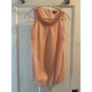 CODE Women Peach Embellished Beaded Collar Sleeveless Bubble Hem Dress size  10